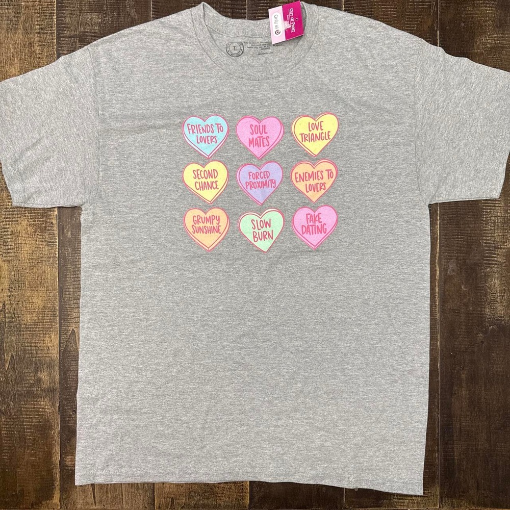 Out of Print Unisex Sweet Tropes Conversation Hearts Graphic Tee T- Shirt
